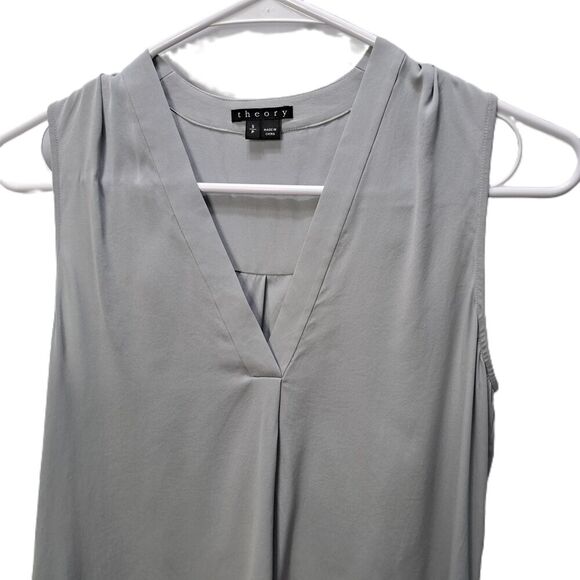 Theory Womens Gray Sleeveless V-Neck Tunic Shell Blouse Top Size Petite Small - Picture 3 of 5
